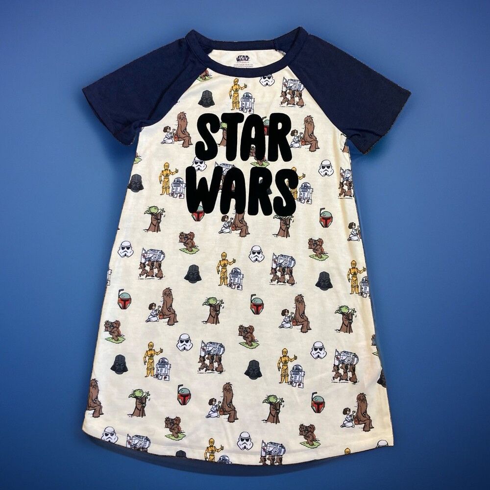 Disney x Star Wars Girl's Character Print Logo Jersey Nightgown FR Size 7/8